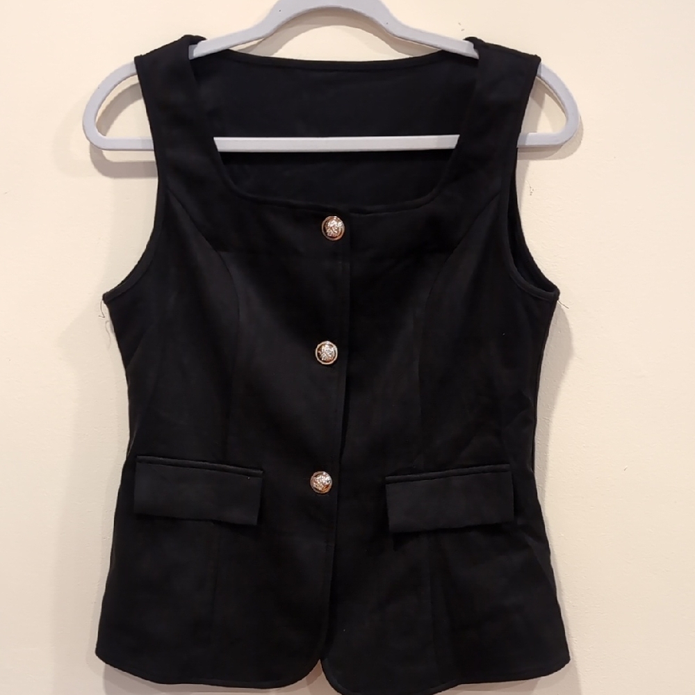 SHEIN Black Formal Vest Tailored Design